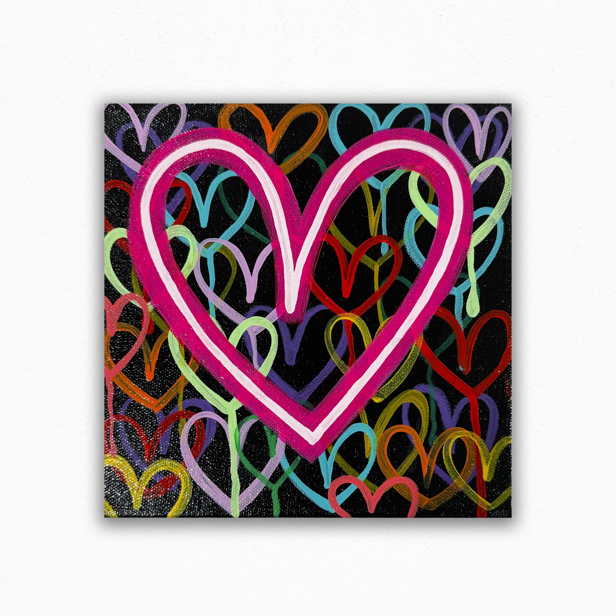 Love you more rainbow painting 8x8 by Carla Bank — Carla Bank